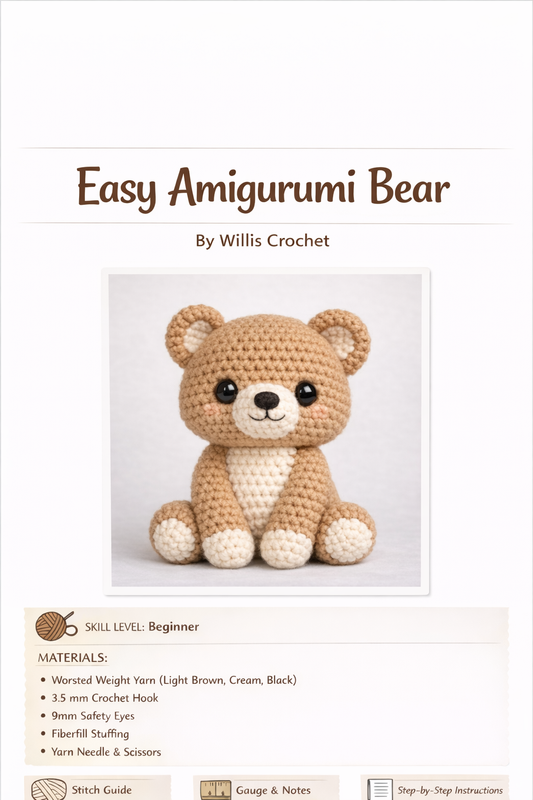 Easy Amigurumi Bear Crochet Pattern - Beginner Friendly (PDF Download)