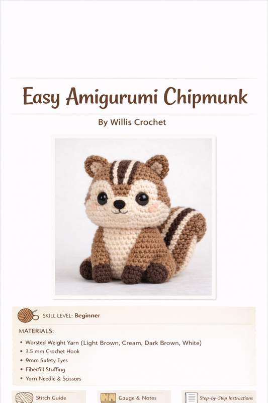 Easy Amigurumi Chipmunk Crochet Pattern - Beginner Friendly (PDF Download)