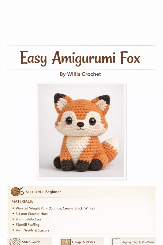 Easy Amigurumi Fox Crochet Pattern - Beginner Friendly  (PDF Download)